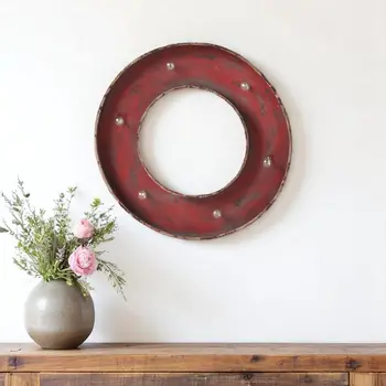 17" X 17" Red Metal Circle Hanging Dimensional Sculpture