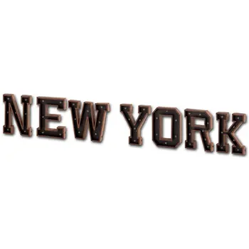 110" X 20" Black And Brown New York Metal Wall Decor