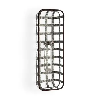 17" Black And Clear Glass Bottle And Metal Wall Vase