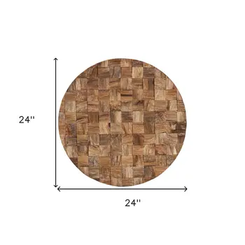 24" X 24" Brown Geometric Wood Circle Hanging Dimensional Sculpture