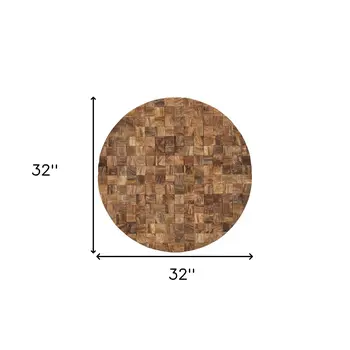 32" X 32" Brown Geometric Wood Circle Hanging Dimensional Sculpture