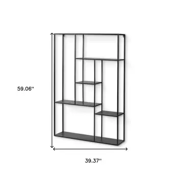39" Black Metal Wall Mounted Tiered Shelf