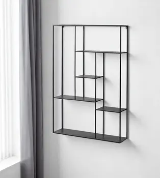 39" Black Metal Wall Mounted Tiered Shelf