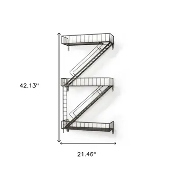 21" Gunmetal Gray Metal Novelty Wall Mounted Accent Shelf