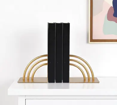 Set of Two Gold Metal Decorative Bookends