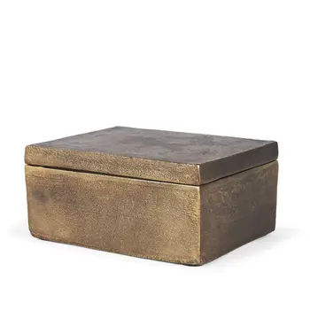 5" Gold Metal Decorative Box Tabletop Sculpture