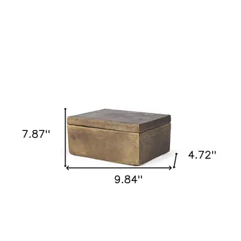 5" Gold Metal Decorative Box Tabletop Sculpture
