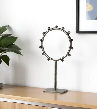 15" Gray Metal Circle Tabletop Sculpture