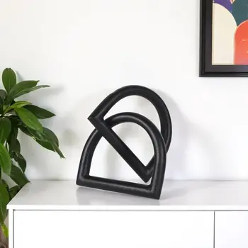 6" Black Iron Abstract Tabletop Sculpture