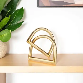 6" Gold Iron Abstract Tabletop Sculpture