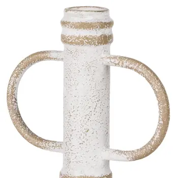 10" White And Beige Metal Tabletop Sculpture