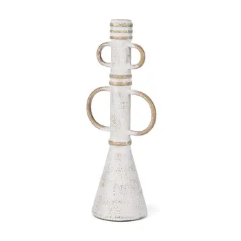 14" White And Beige Metal Tabletop Sculpture
