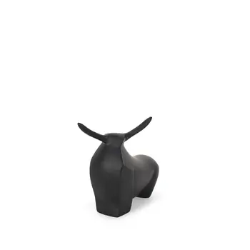 8" Black Aluminum Bull Tabletop Sculpture