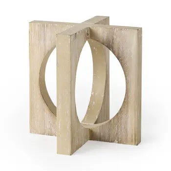 12" Brown Solid Wood Square Tabletop Sculpture