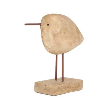 11" Brown Iron And Solid Wood Bird Abstract Tabletop Sculpture
