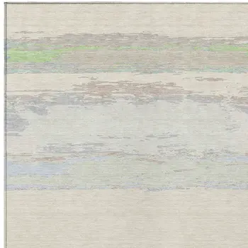 8' X 10' Ivory Abstract Washable Indoor Outdoor Area Rug