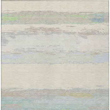 9' X 12' Ivory Abstract Washable Indoor Outdoor Area Rug