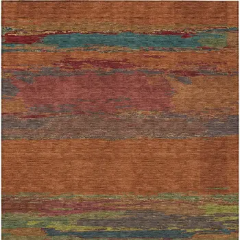 8' X 10' Terra Cotta Abstract Washable Indoor Outdoor Area Rug