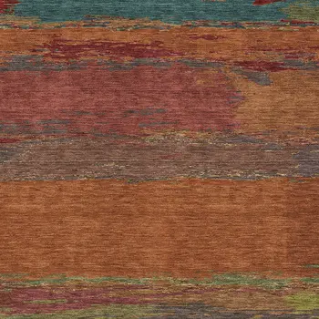 8' X 10' Terra Cotta Abstract Washable Indoor Outdoor Area Rug