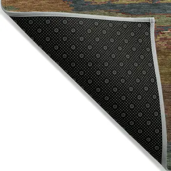 9' X 12' Terra Cotta Abstract Washable Indoor Outdoor Area Rug