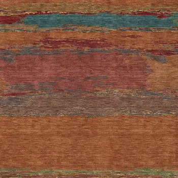 10' X 14' Terra Cotta Abstract Washable Indoor Outdoor Area Rug