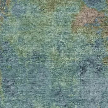 3' X 5' Blue Abstract Washable Indoor Outdoor Area Rug