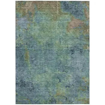 9' X 12' Blue Abstract Washable Indoor Outdoor Area Rug