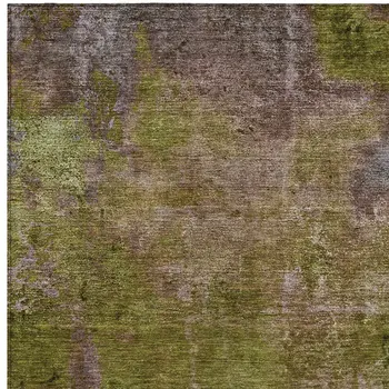 3' X 5' Green Abstract Washable Indoor Outdoor Area Rug