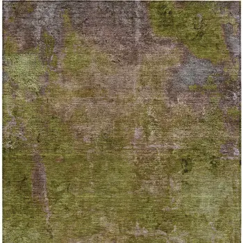 9' X 12' Green Abstract Washable Indoor Outdoor Area Rug