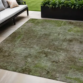 5' X 8' Brown Abstract Washable Indoor Outdoor Area Rug