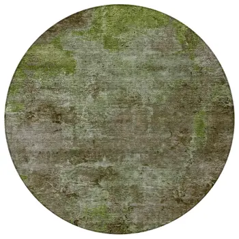 8' Brown Round Abstract Washable Indoor Outdoor Area Rug