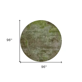 8' Brown Round Abstract Washable Indoor Outdoor Area Rug