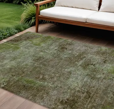 8' X 10' Brown Abstract Washable Indoor Outdoor Area Rug