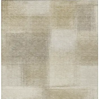 8' X 10' Taupe Geometric Washable Indoor Outdoor Area Rug