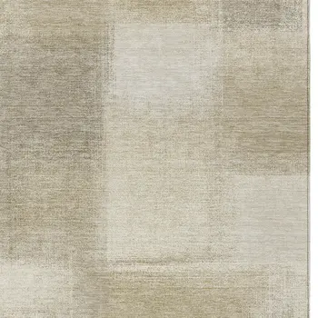 8' X 10' Taupe Geometric Washable Indoor Outdoor Area Rug