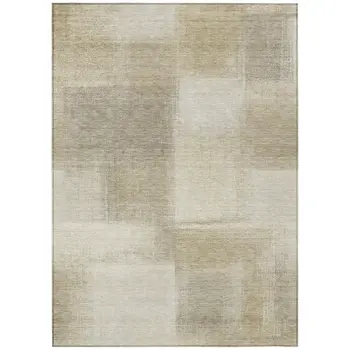 8' X 10' Taupe Geometric Washable Indoor Outdoor Area Rug