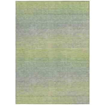3' X 5' Artichoke Green Striped Washable Indoor Outdoor Area Rug