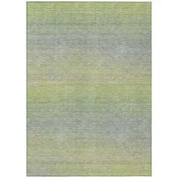 3' X 5' Artichoke Green Striped Washable Indoor Outdoor Area Rug