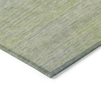 3' X 5' Artichoke Green Striped Washable Indoor Outdoor Area Rug
