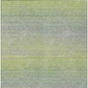 3' X 5' Artichoke Green Striped Washable Indoor Outdoor Area Rug