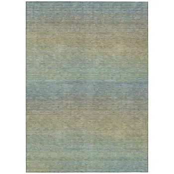 5' X 8' Blue Striped Washable Indoor Outdoor Area Rug