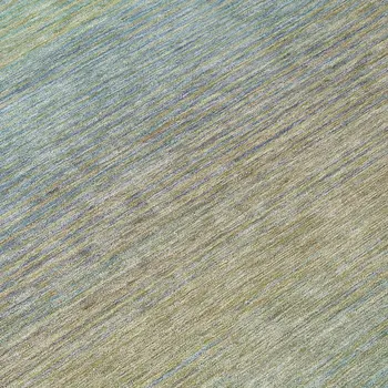 8' Blue Round Striped Washable Indoor Outdoor Area Rug