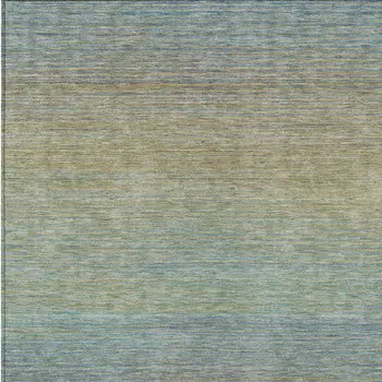 8' X 10' Blue Striped Washable Indoor Outdoor Area Rug