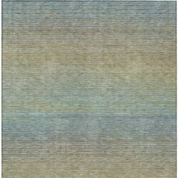 9' X 12' Blue Striped Washable Indoor Outdoor Area Rug