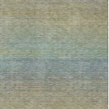9' X 12' Blue Striped Washable Indoor Outdoor Area Rug