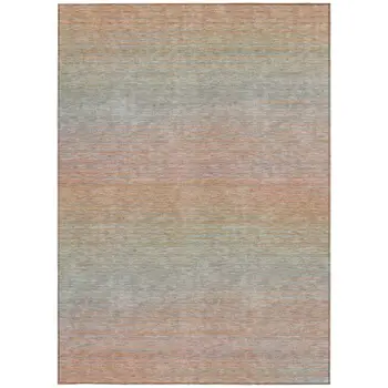 3' X 5' Coral Striped Washable Indoor Outdoor Area Rug