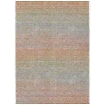 5' X 8' Coral Striped Washable Indoor Outdoor Area Rug