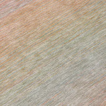 8' Coral Round Striped Washable Indoor Outdoor Area Rug