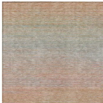 10' X 14' Coral Striped Washable Indoor Outdoor Area Rug