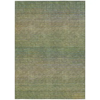 3' X 5' Fern Green Striped Washable Indoor Outdoor Area Rug